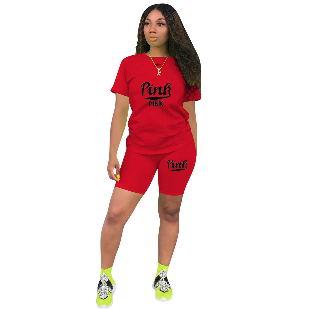 Fashion Casual Exercise Short Sleeve Suit Women