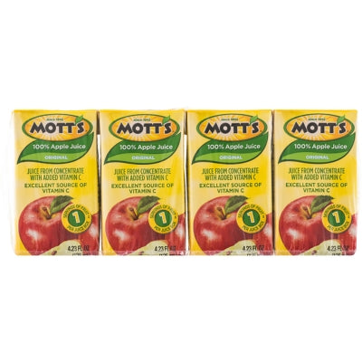 Jugo De Manzana Mini Motts 4.23 Onz, 4 Und/Paq