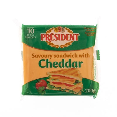 Queso Cheddar Rebanado Para Hamburguesas President 10 Und/Paq