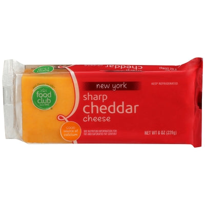 Queso Cheddar Sharp En Barra Food Club 8 Onz