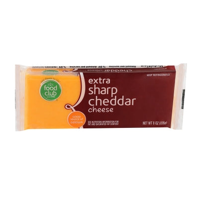 Queso Cheddar Extra Sharp En Barra Food Club 8 Onz