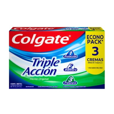 Pasta Dental Colgate Triple Acción 66 Ml 3 Und/Paq