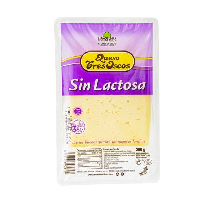 Queso Sin Lactosa Rebanado Tres Oscos 200 Gr