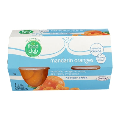 Mandarina Naranja Sin Azucar En Conserva Food Club 3.8 Onz, 4 Und/Paq