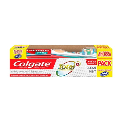 Cepillo Dental Colgate 360 Medio + Pasta Dental Colgate Total Clean Mint 75 Ml