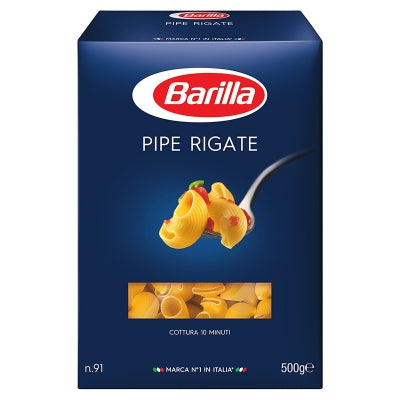 Pasta Corta Pipe Rigate Barilla 500 Gr