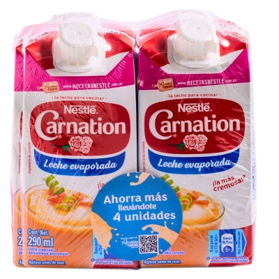 Leche Evaporada Carnation 4 Und/Paq UHT 290 Ml