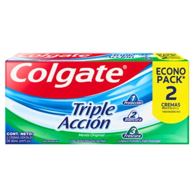 Pasta Dental Triple Acción Colgate 80 Ml 2 Un/Paq