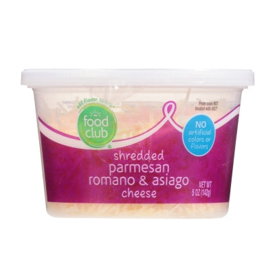 Queso Parmesano, Romano Y Asiago Rallado Food Club 5 Onz