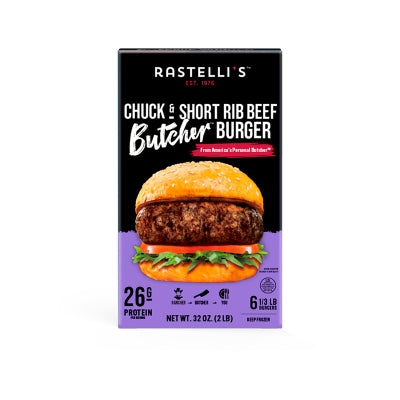 Carne Para Hamburguesas de Chuck& Short Ribs Rastelli´s 6 Und/Paq