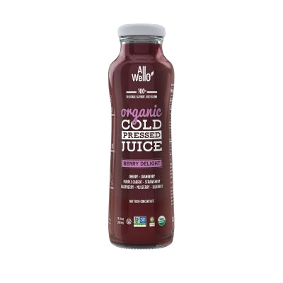 Jugo Berry Orgánico Prensado En Frío All Wello 11.1 Onz.