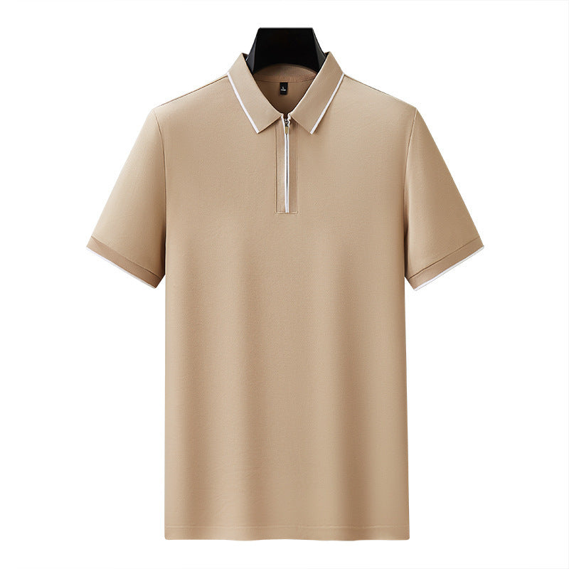 5a Antibacterial Men's Polo Shirt Short Sleeve Zipper And Lapel T-shirt