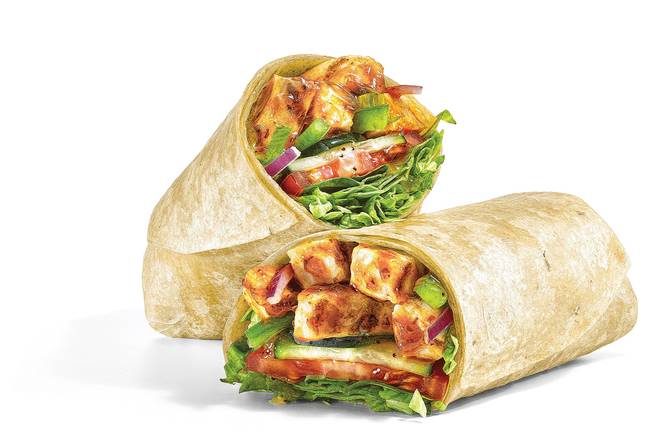 Wrap  de pollo teriyaki con cebolla dulce