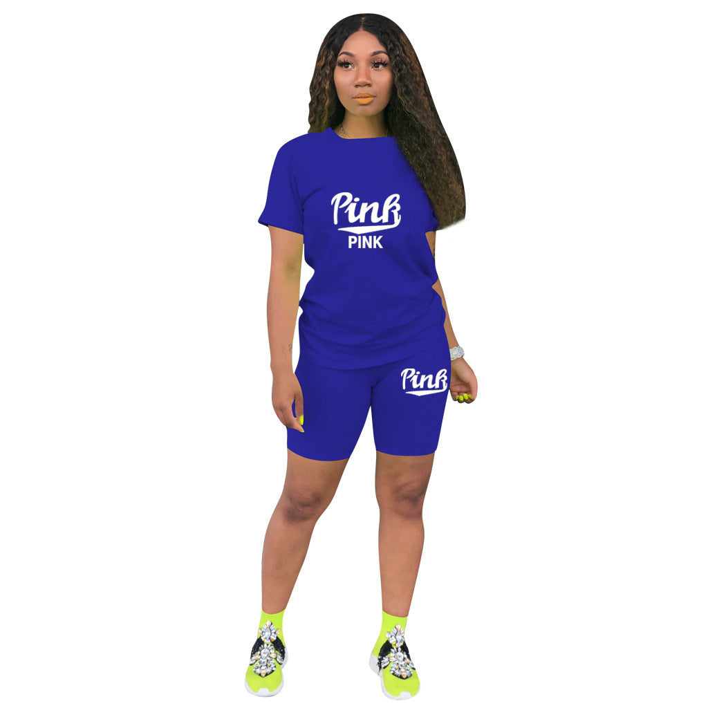 Fashion Casual Exercise Short Sleeve Suit Women