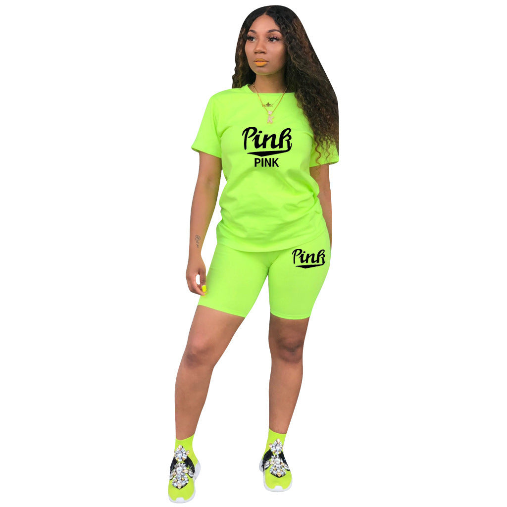 Fashion Casual Exercise Short Sleeve Suit Women