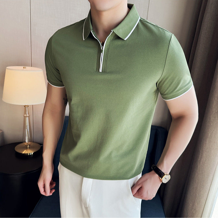 5a Antibacterial Men's Polo Shirt Short Sleeve Zipper And Lapel T-shirt