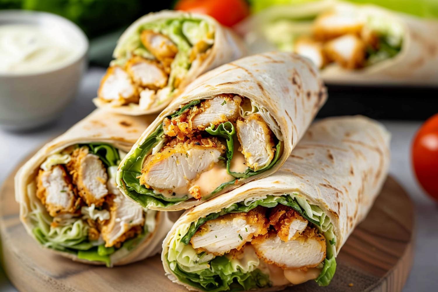 Wrap de pollo estilo césar sabroso al estilo rostizado