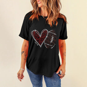 Heart Printing Pullover Pure Cotton Short Sleeve T-shirt