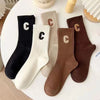 Cute Autumn And Winter Brown Striped Couple Socks