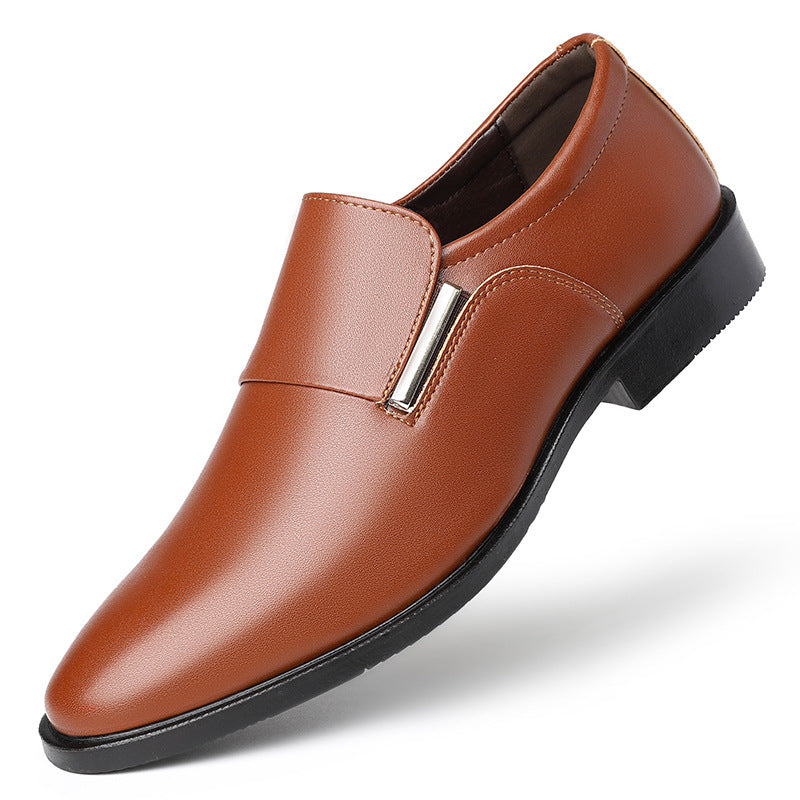 Men's Pointed-toe Slip-on Business Formal Wear Leather Shoes