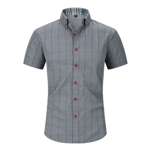 Plaid Men's Short-sleeved Shirt Anti-wrinkle