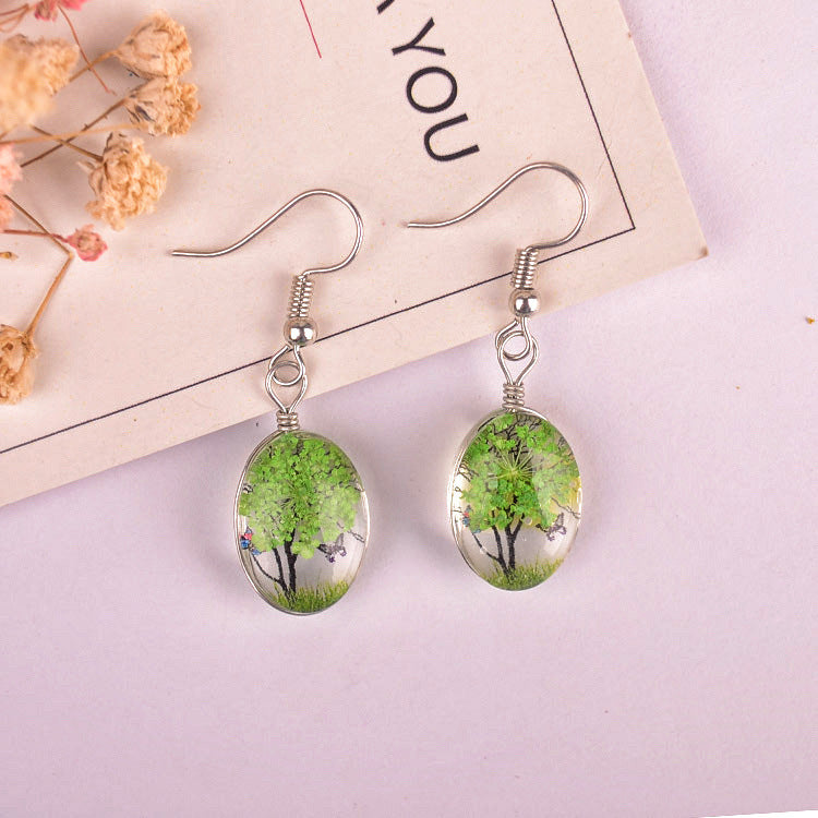 Starry Dried Flower Earrings Time Stone