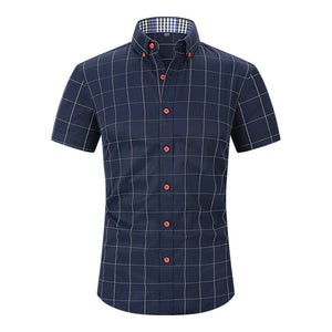 Plaid Men's Short-sleeved Shirt Anti-wrinkle