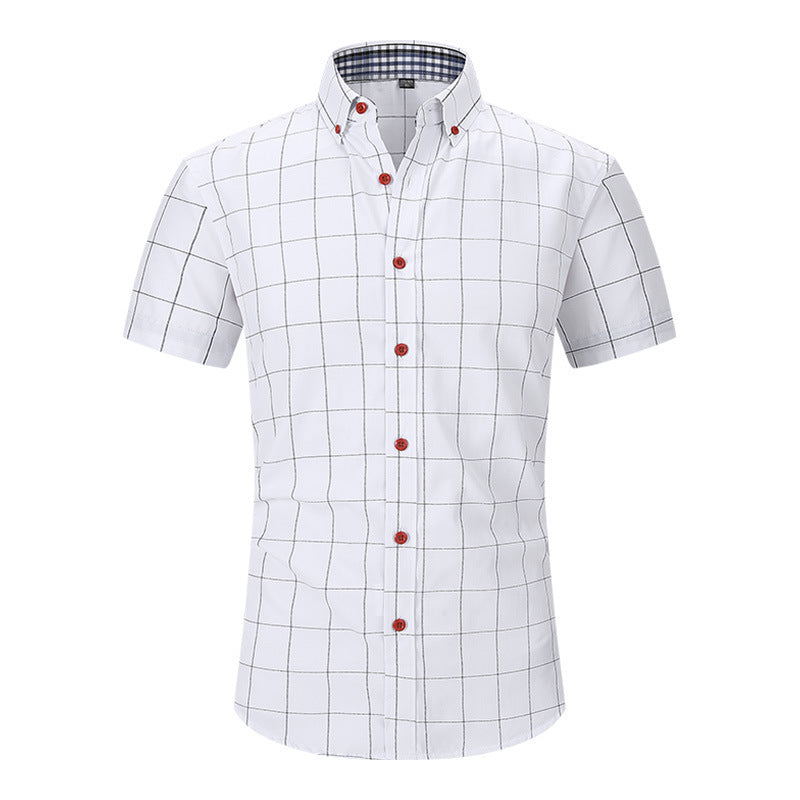 Plaid Men's Short-sleeved Shirt Anti-wrinkle