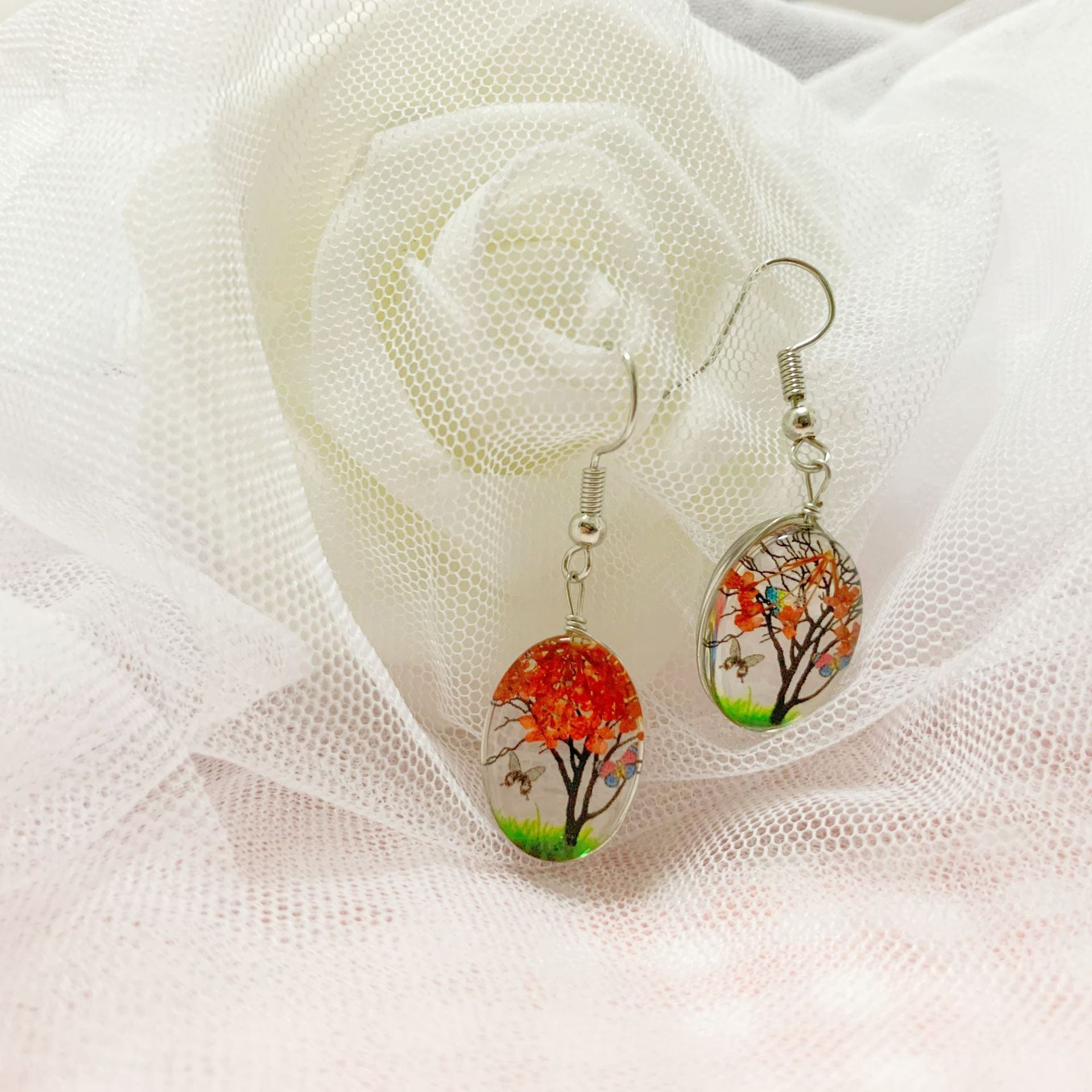 Starry Dried Flower Earrings Time Stone