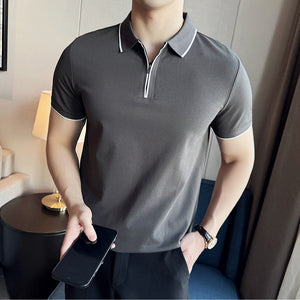 5a Antibacterial Men's Polo Shirt Short Sleeve Zipper And Lapel T-shirt