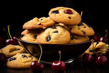 Galletas de chocolate negro y cerezas